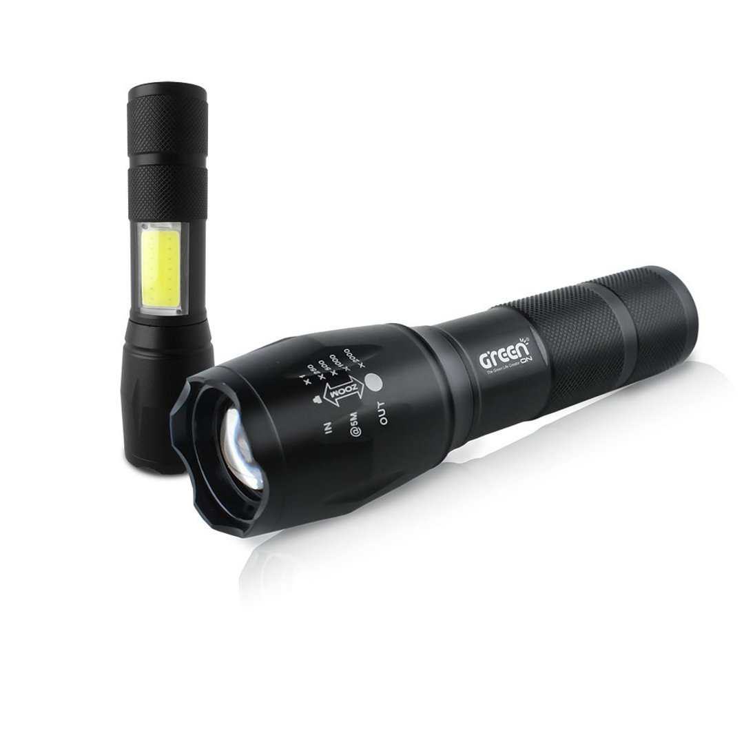 【GREENON】超强光USB变焦LED手电筒(GSL800S) - 露营用品 - 铝合金 黑色