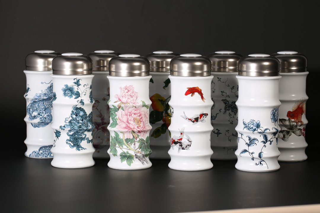 节节高升_陶瓷保温杯_350ml 多款设计图纹 - 保温瓶/保温杯 - 瓷 白色