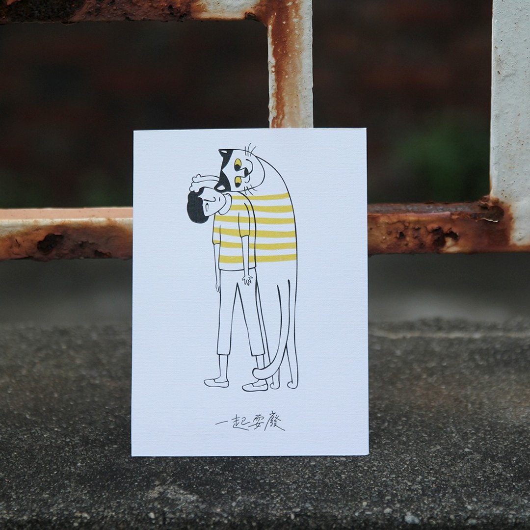 喵星人 猫咪与我一起耍废 明信片/卡片 - 卡片/明信片 - 纸 黄色