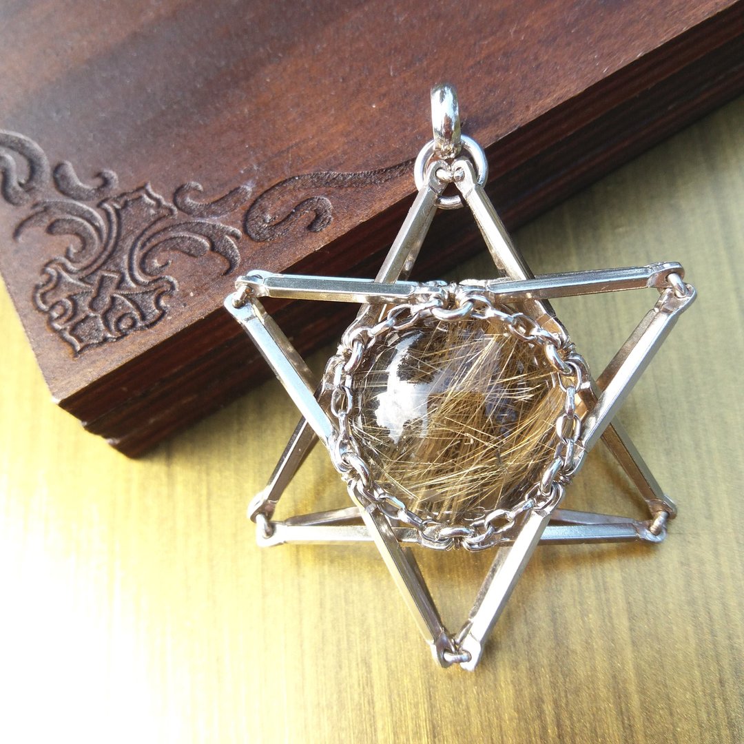 【Unique Design】大卫星金发晶项链/纯银/浮夸 - 项链 - 纯银 金色