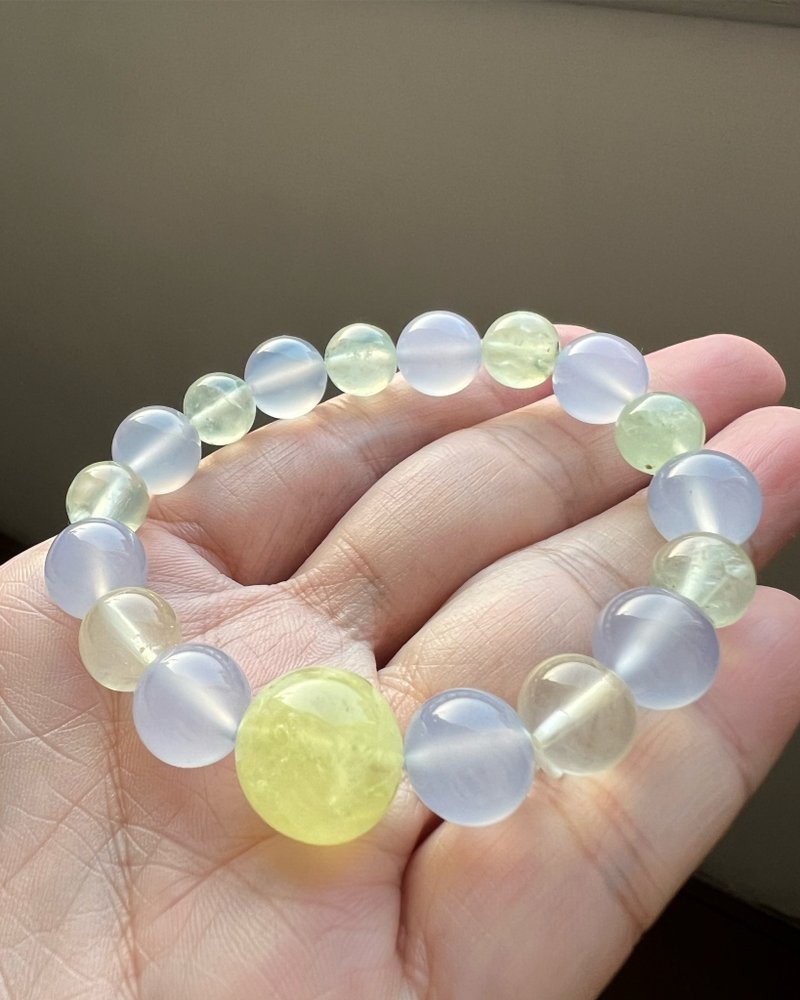 ||蓝月球|| 水晶手环。蓝玉髓/葡萄石 绝美 仅一件 - 手链/手环 - 水晶 多色
