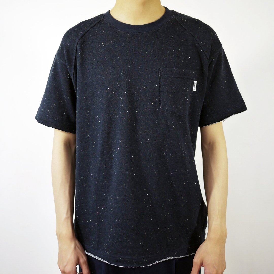 小宽松彩点卫衣Tee/情侣服/简约/素色/棉质 - 男装上衣/T 恤 - 棉 蓝色