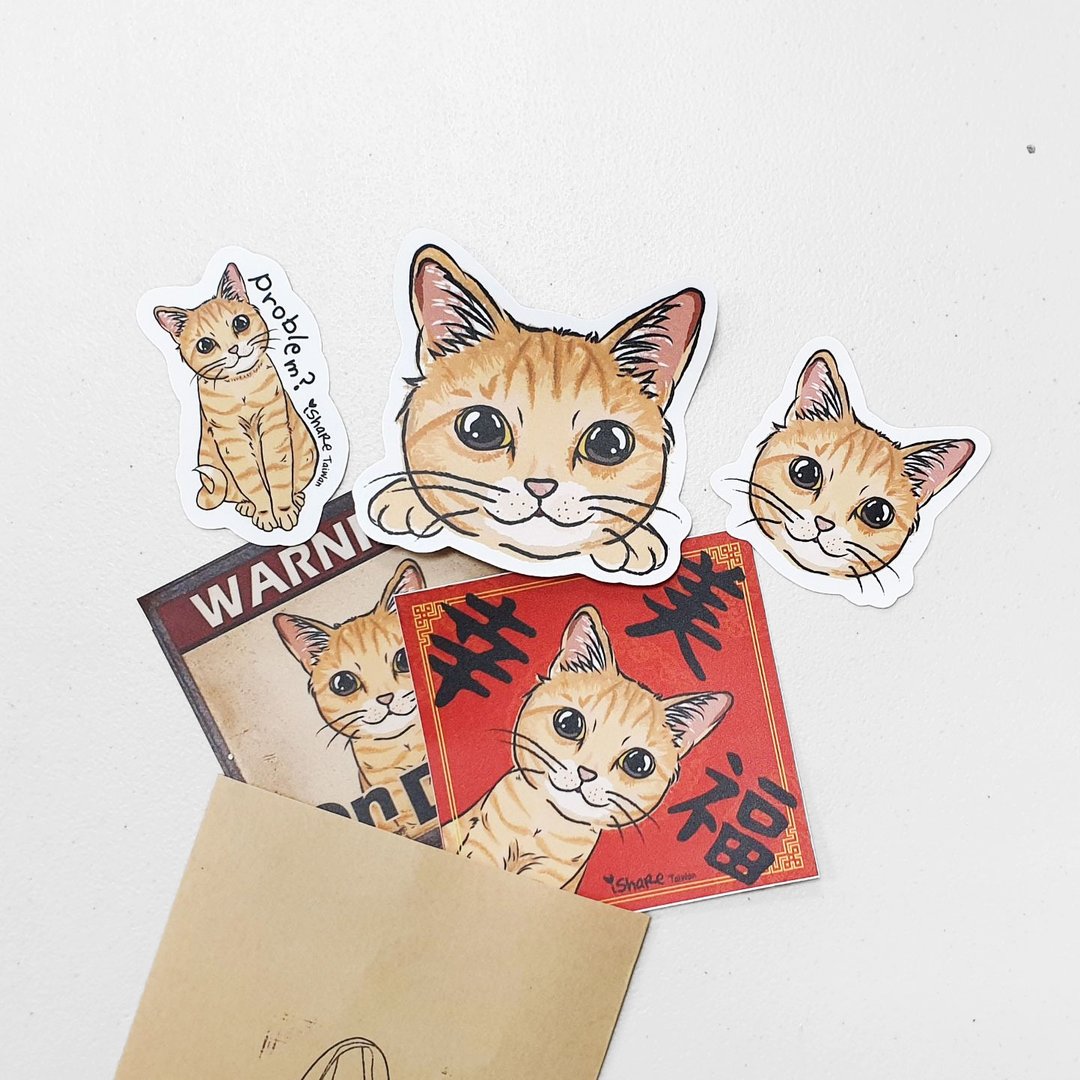 猫咪/米克斯 7毛色 宠物防水抗晒贴纸 行李箱 滑板 冲浪板 春联 - 其他 - 纸 多色