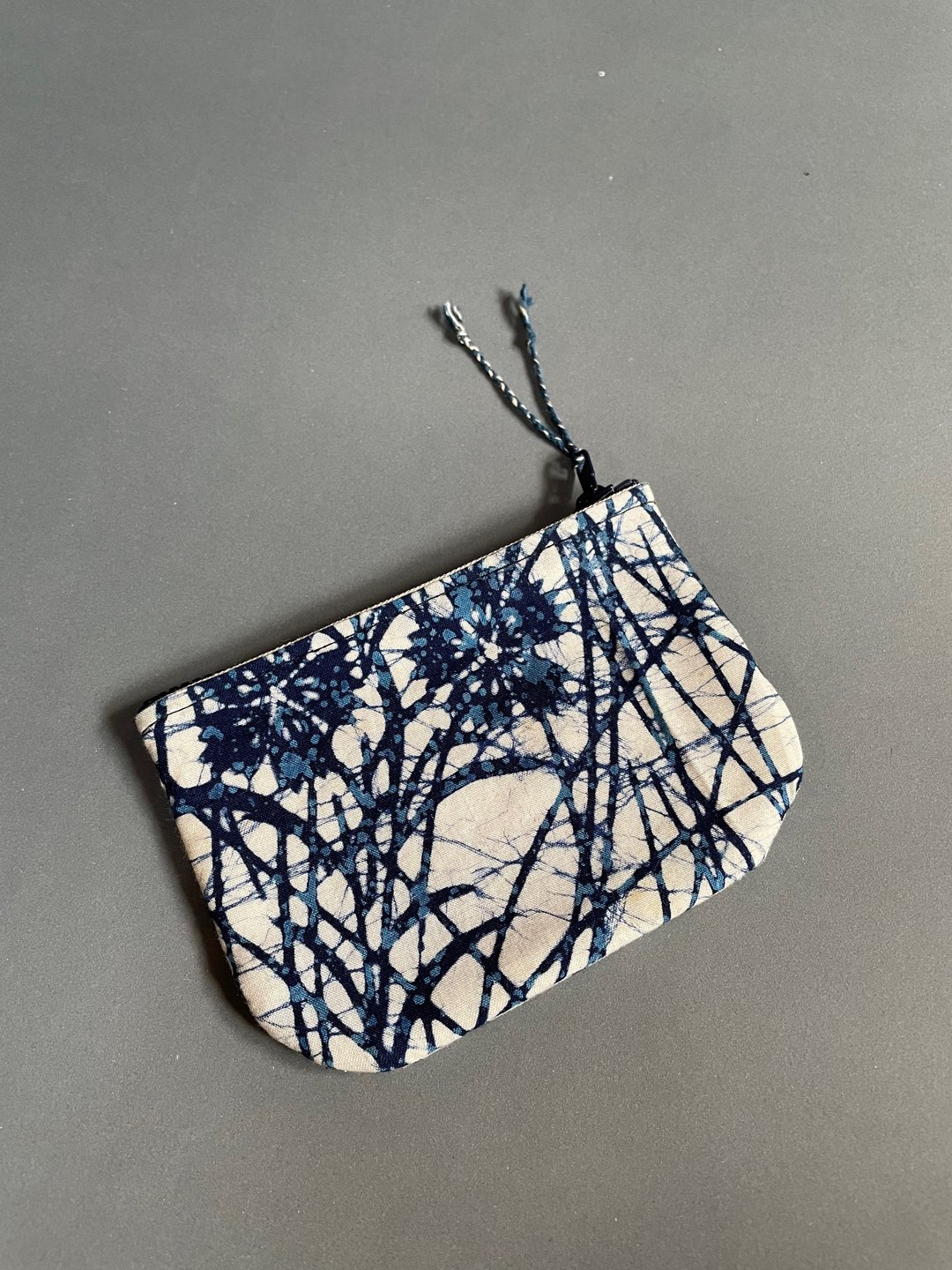 手工 古布 零钱包 樱花落 handmade kofu coin pouch - 零钱包 - 棉 蓝色
