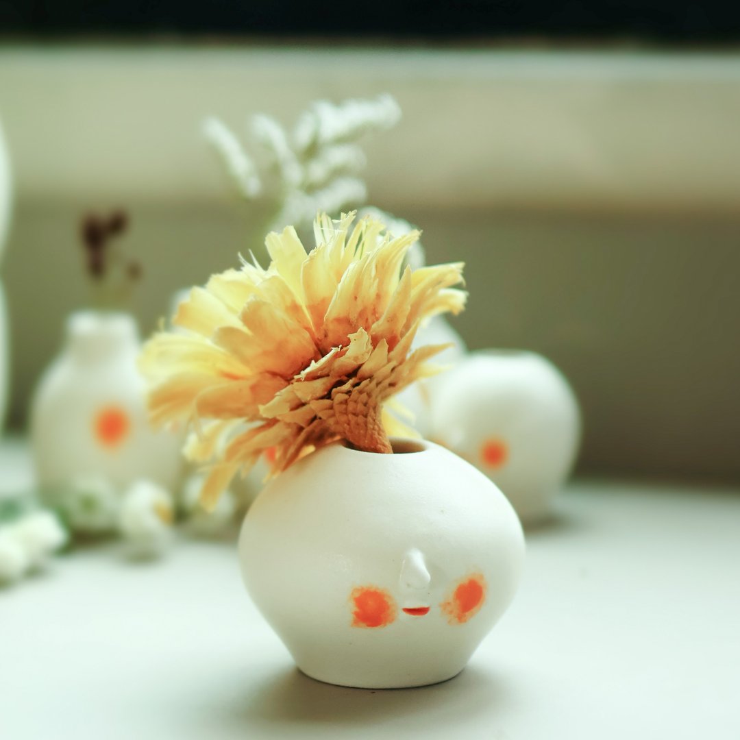 YUME 陶瓷花器 - 花瓶/陶器 - 瓷 白色