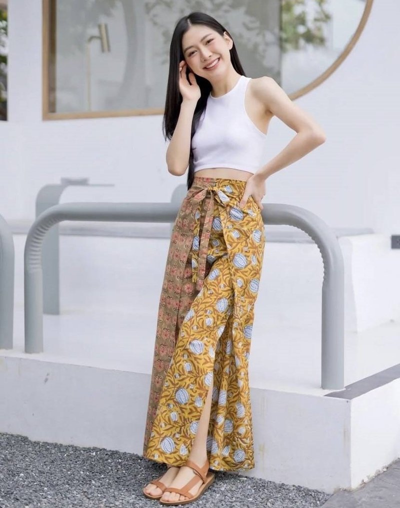 Boho Collection | Pushkar Wrap Pants | 后松紧裤，系带设计 - 女装长裤 - 棉 