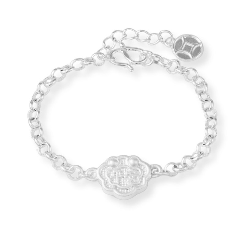 【童乐绘金饰】儿童纯银手链 平安锁 (弥月银饰 满月礼 宝宝足银) - 满月礼盒 - 纯银 银色