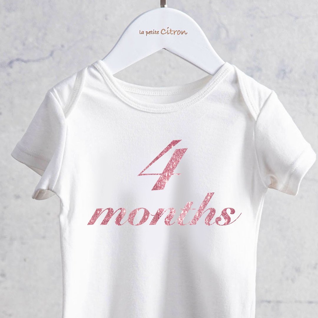 4months 四周岁 玫瑰粉烫金包屁衣  女宝专属  新生儿周岁 生日 - 包屁衣/连体衣 - 棉 白色