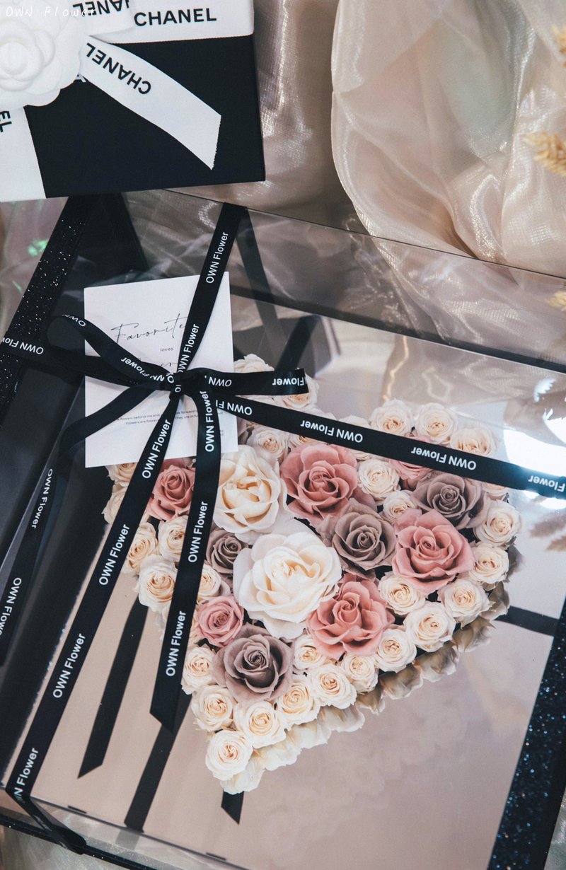 玫瑰花礼盒/不凋花盒/永生花礼/情人节礼物/纪念日花礼/生日礼物 - 干燥花/捧花 - 植物．花 粉红色