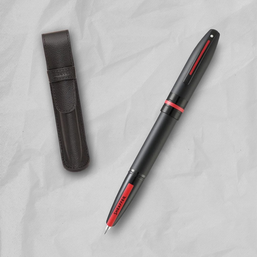 【SHEAFFER】ICON 系列雾黑钢笔-M 尖 + 皮革笔袋/手机磁性卡夹礼盒 - 钢笔 - 其他金属 黑色