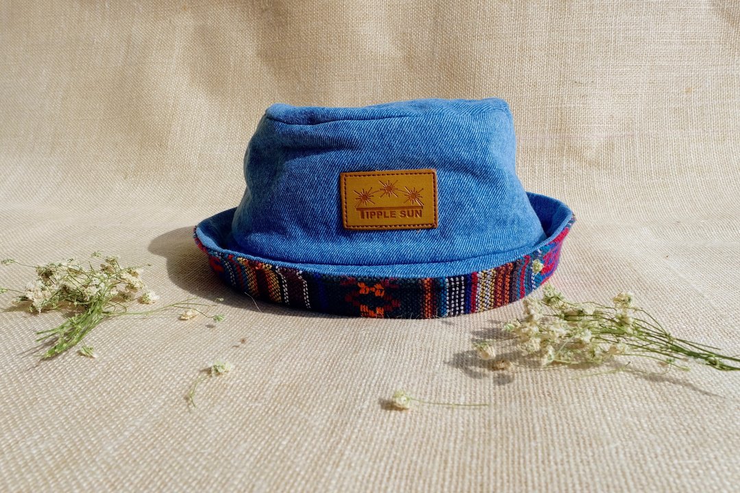 Tipple Sun Jean Bucket hat (Light Jeans /Traditional fabric) - 帽子 - 棉 蓝色