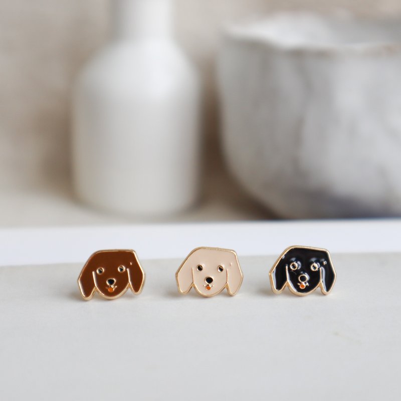 黄金猎犬 拉布拉多 腊肠狗 Dachshund 狗狗 夹式耳环 - 耳环/耳夹 - 珐琅 