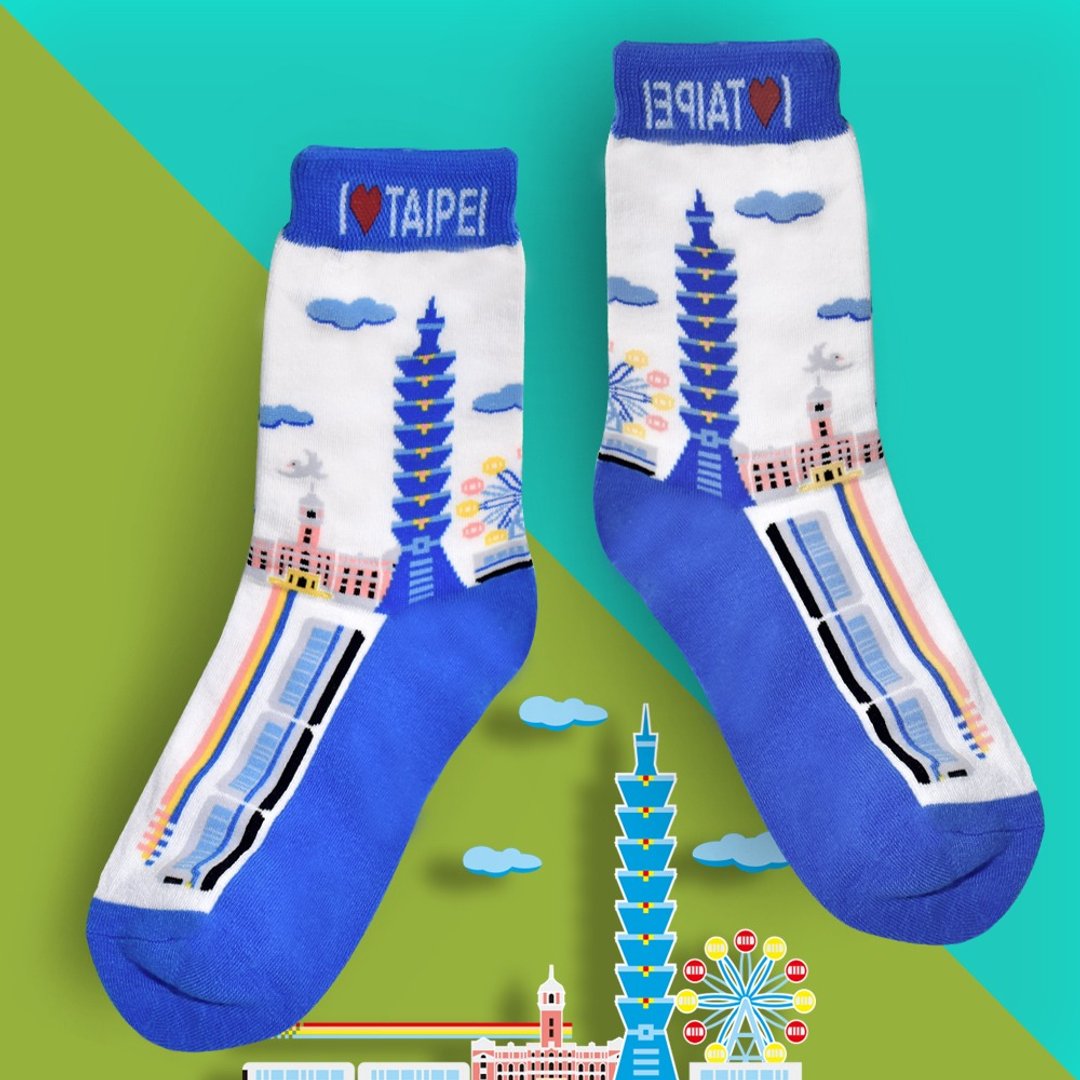 台北好游袜(2入)-iLove Taipei fun SOCKS - 袜子 - 棉 红色