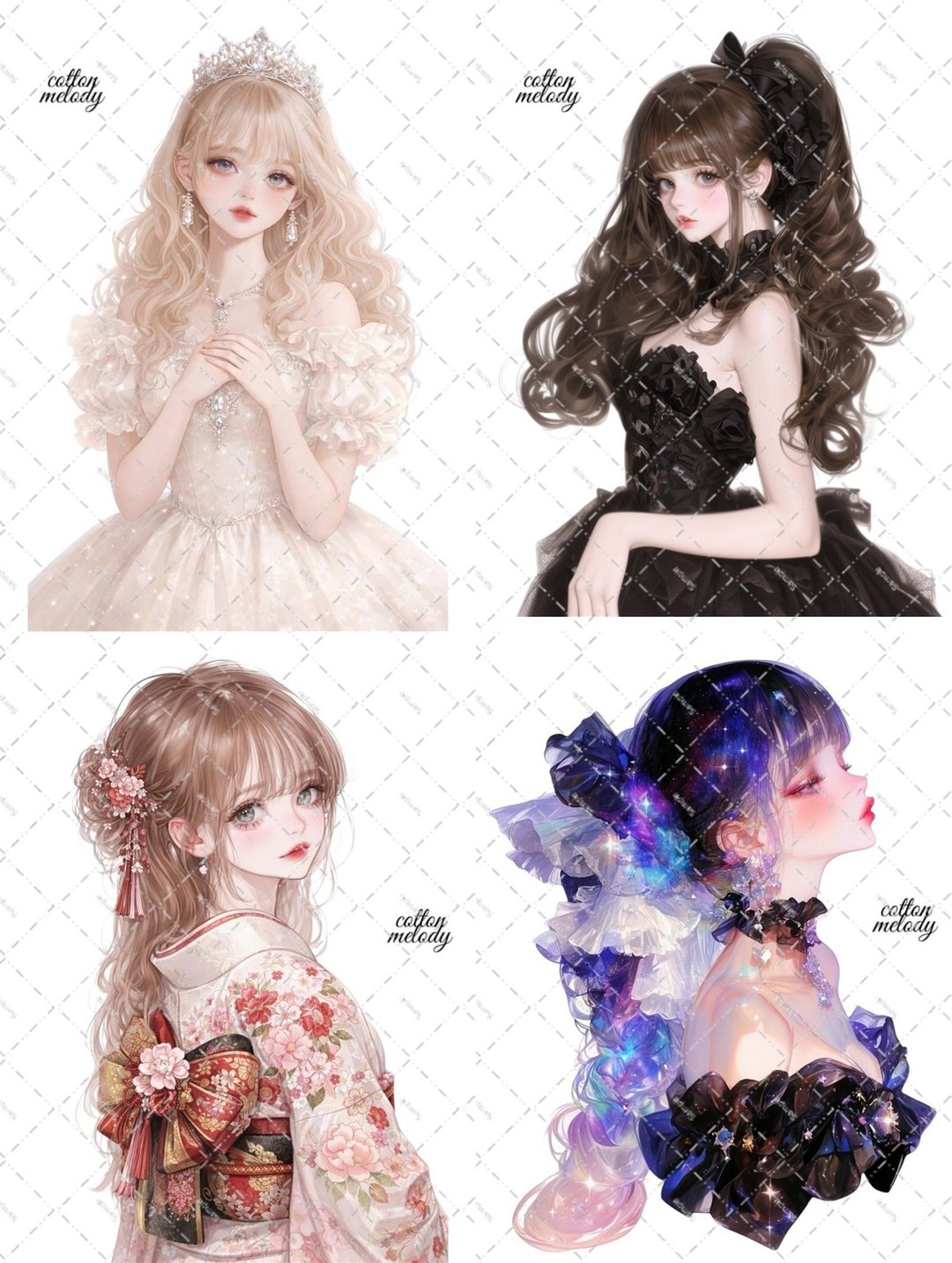 【限定】2 周年限定 / 30 种各 3 张 / cotton melody / 人物贴纸 / 完全数量限定 / 设计纸【附赠品】 - 贴纸 - 纸 