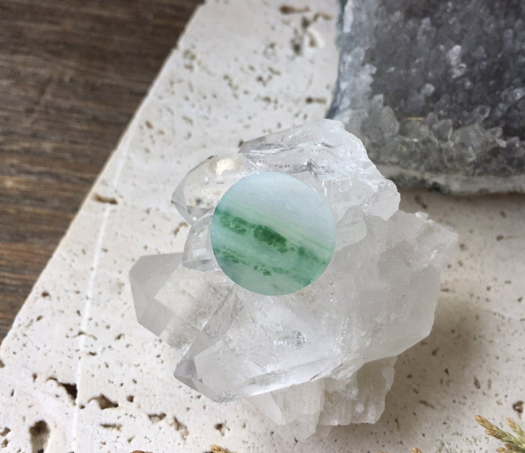 裸石 / 冰种白底青翡翠小圆饼 / A货缅甸翡翠 - 其他 - 宝石 绿色