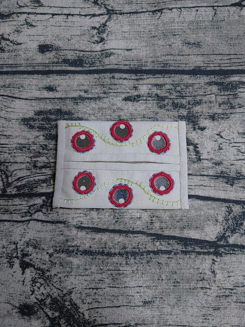 镜子刺绣面纸袋 - 化妆包/杂物包 - 棉．麻 