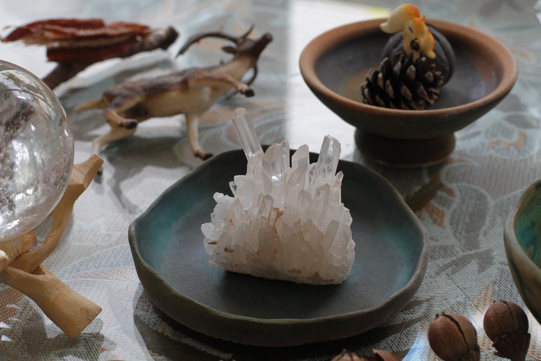 深绿色无光釉色陶瓷浅盘/饰品盘/烛台/点心盘 - 盘子/餐盘/盘架 - 陶 绿色