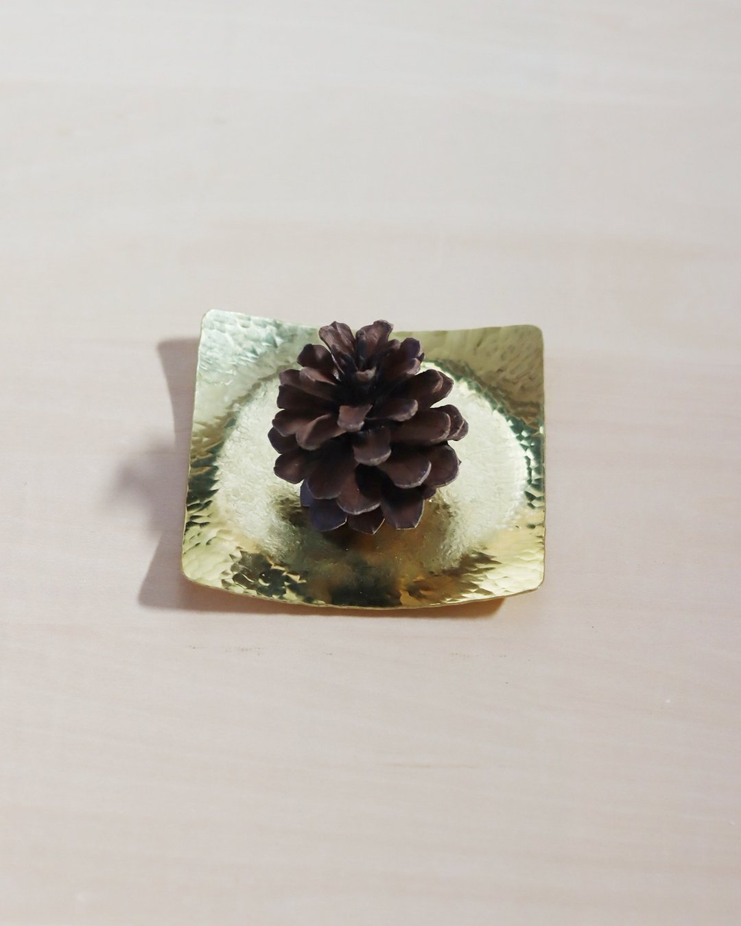 锤木纹 方形小碟 杯垫 茶托-星皿 - 浅碟/小碟子 - 铜/黄铜 金色