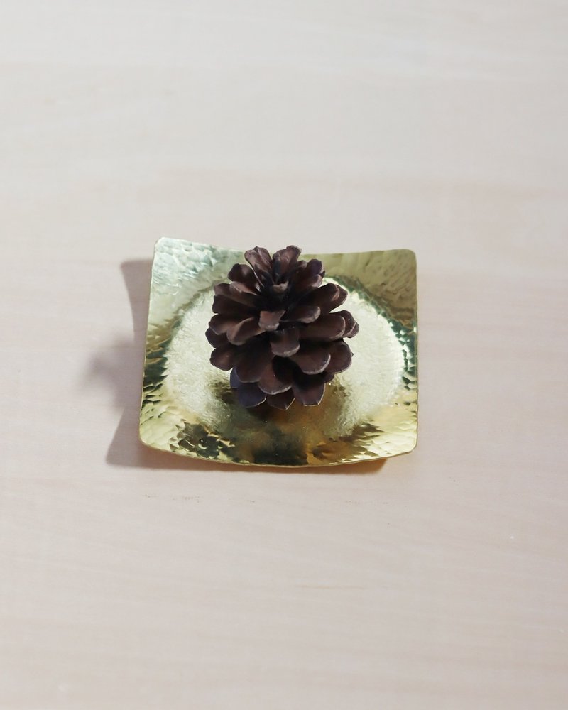 锤木纹 方形小碟 杯垫 茶托-星皿 - 浅碟/小碟子 - 铜/黄铜 金色