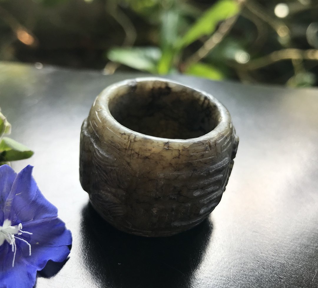 古玉 玉板指 高古玉  老玉 清代 文玩 古董  #山奇艺术 - 戒指 - 玉石 灰色
