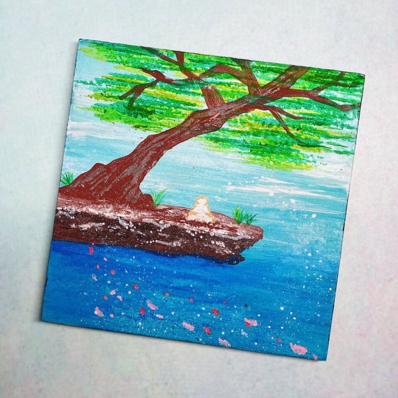 【画作杯垫 - 思悦】硅藻土压克力画作杯垫 送礼自用 能量调频 - 杯垫 - 防水材质 