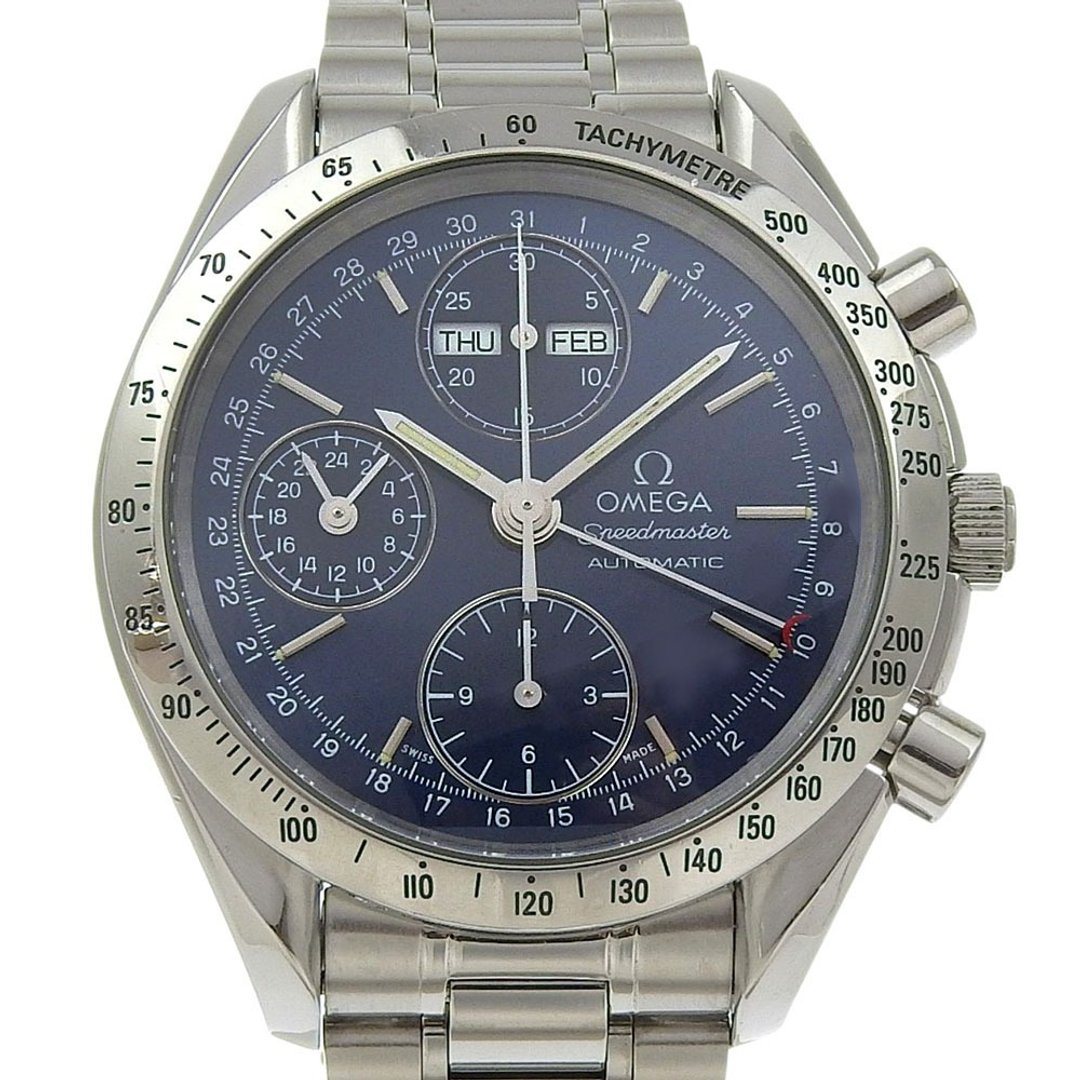 【日本直送】OMEGA Speedmaster 手表 三历 cal.1151 3521.80 不锈钢 自动上链 计时码表 蓝色表盘【二手】 - 女表 - 不锈钢 蓝色
