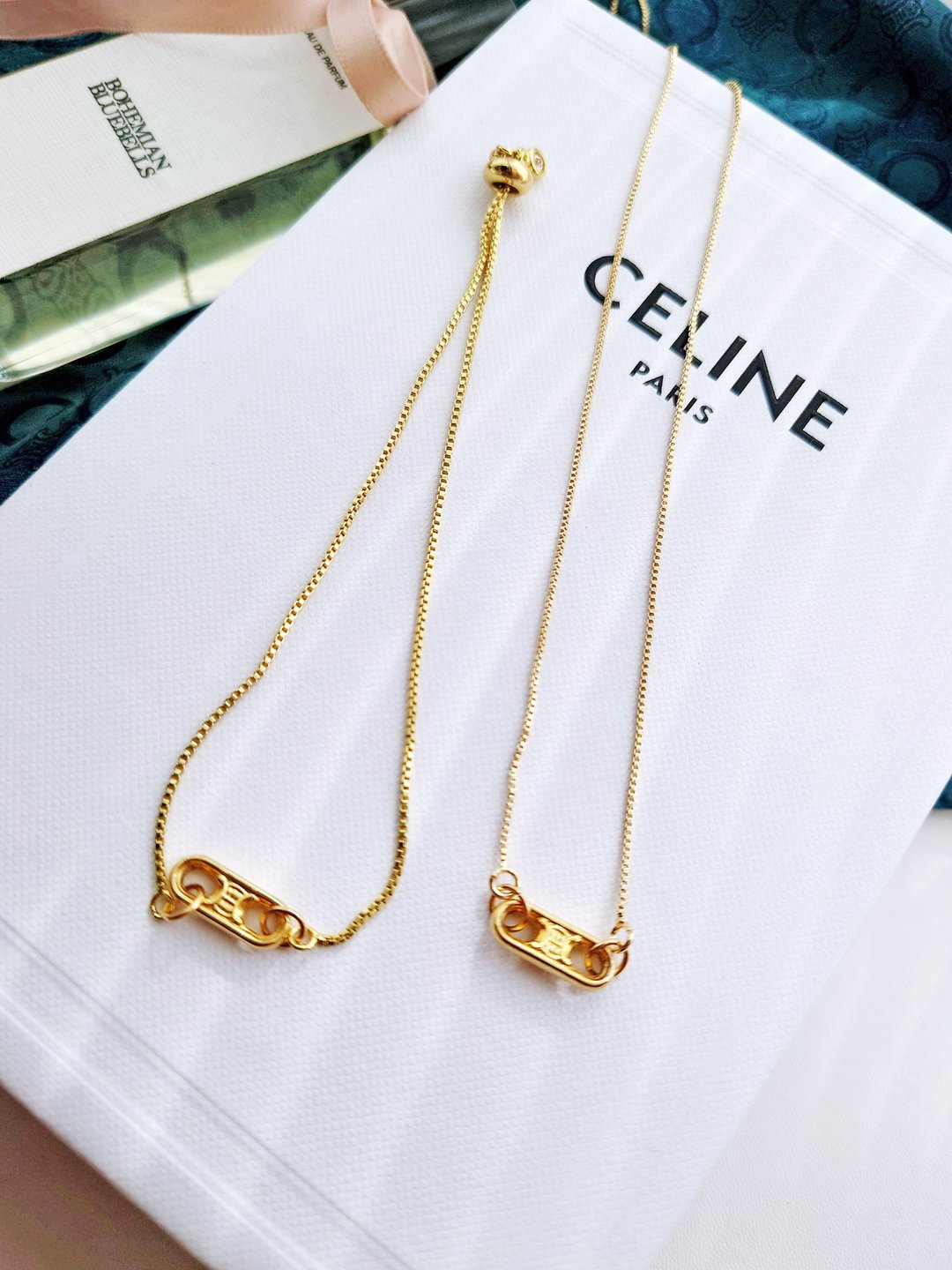 中古真品 CELINE 迷你凯旋门 项链颈链手链手链 耳环包包挂件挂饰 - 手链/手环 - 其他金属 金色