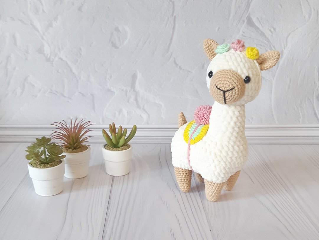 Alpaca plush toy Stuffed llama alpaca crochet alpaca lover - 玩具/玩偶 - 其他材质 白色