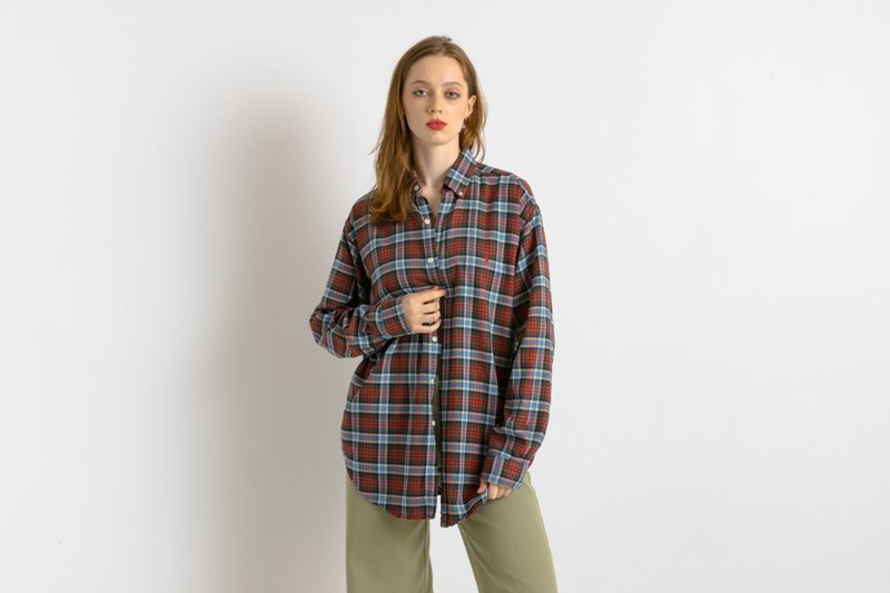 复古 Ralph Lauren 格纹中性款男士衬衫 - 男装衬衫 - 棉．麻 多色