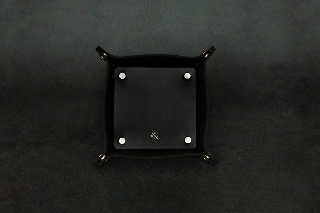 UNIC经典磁扣皮革托盘 / 正方形置物盘 / 铆钉杯垫【可定制化】 - 收纳用品 - 真皮 黑色