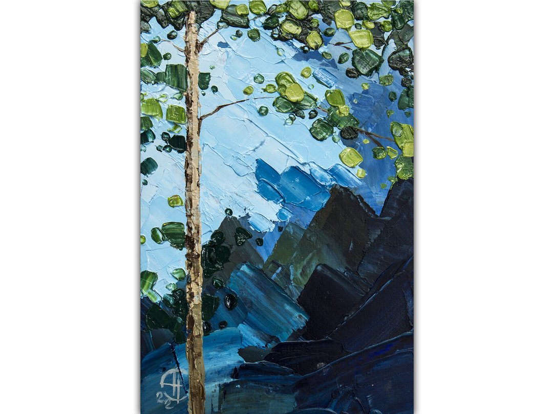 Pine Tree Painting Tree Original Art Small Impasto Oil Painting - 海报/装饰画/版画 - 其他材质 绿色