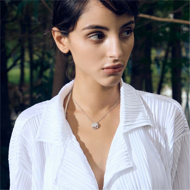 Cosmos 白水晶项链 - 项链 - 不锈钢 银色