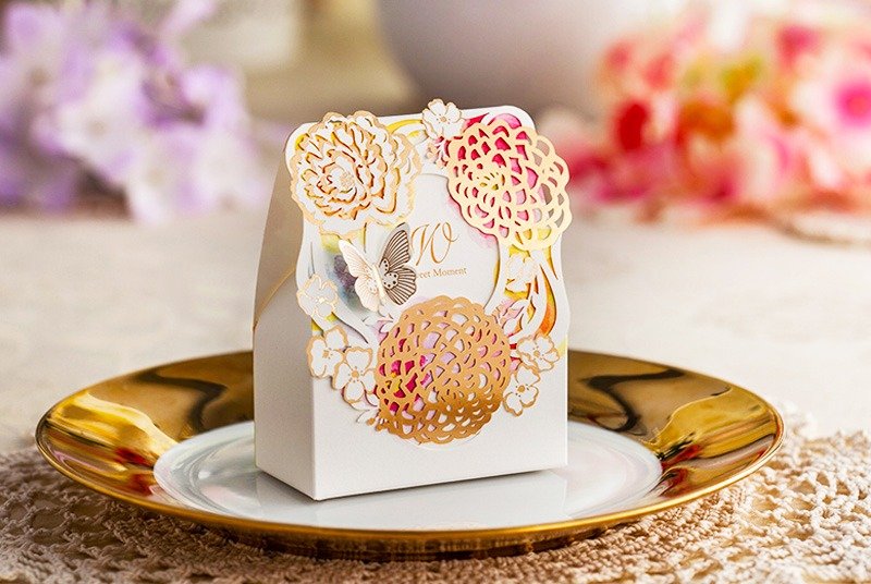 花漾蝶语 婚礼小物・猫痴茶定制化手工婚礼茶包礼盒 猫咪造型创意茶包 (50份起订 ) - 茶 - 新鲜食材 金色