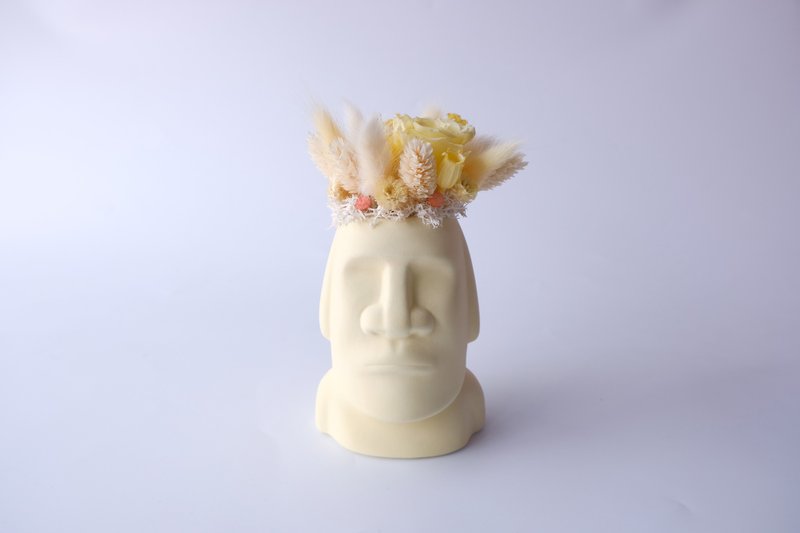 【摩艾巨人】 粉色/黄色/灰色/不凋花/永生花/干燥花/盆栽 - 植栽/盆栽 - 植物．花 黄色