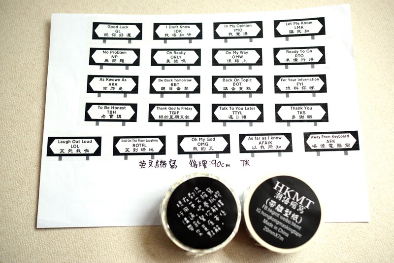 路牌X英文缩写纸胶带 - 纸胶带 - 纸 黑色