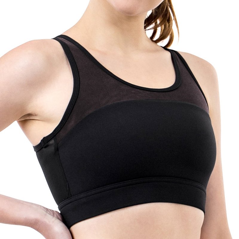 【NAMASTE】Audrey 层次前剪接短上衣 - 黑 - 女装运动内衣 - 尼龙 黑色