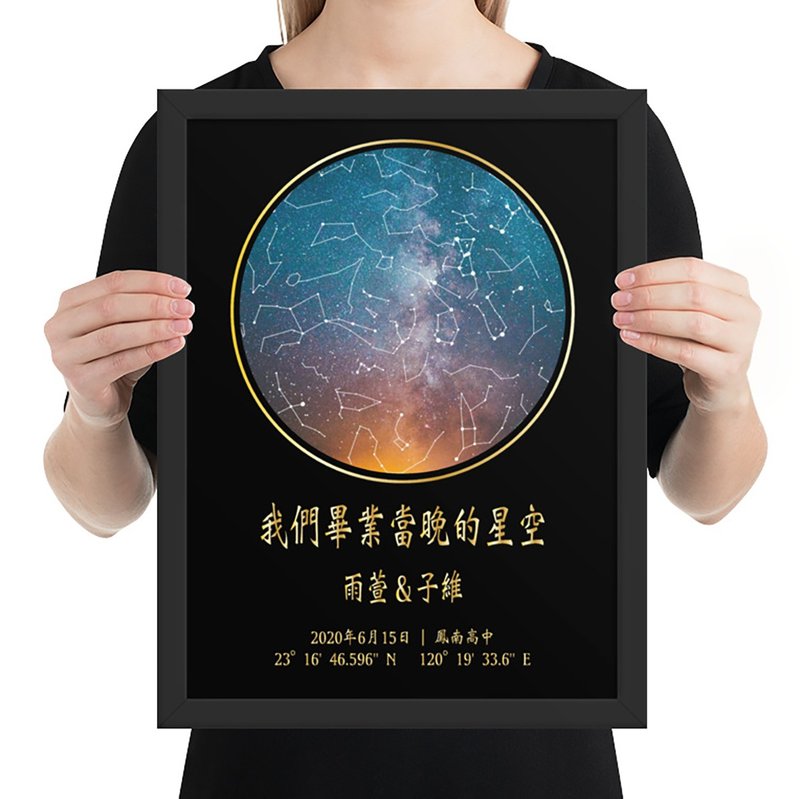 定制化毕业当天的真实星空画, 今年最特别的毕业礼物, A3木框铝框 - 海报/装饰画/版画 - 纸 黑色