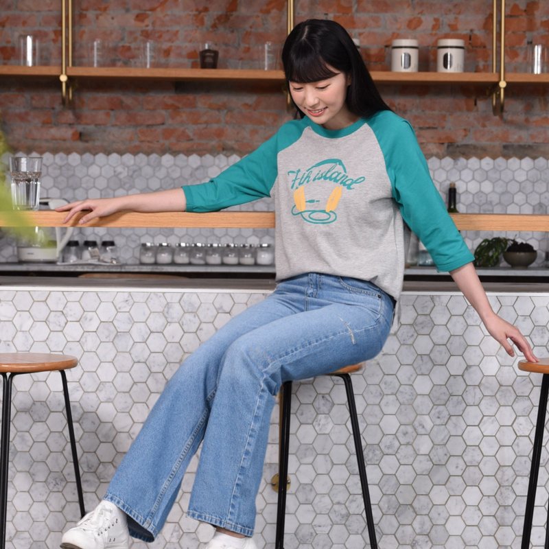 【一套穿搭。穿整年不换季】7分袖棒球T。宽直筒裤 - 女装上衣 - 棉．麻 