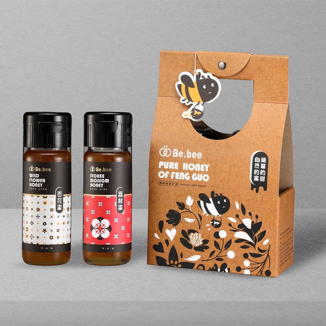 【Be.bee蜂蜜】双入蜜礼盒 / 荔枝蜜+百花蜜 - 蜂蜜/黑糖 - 浓缩/萃取物 橘色