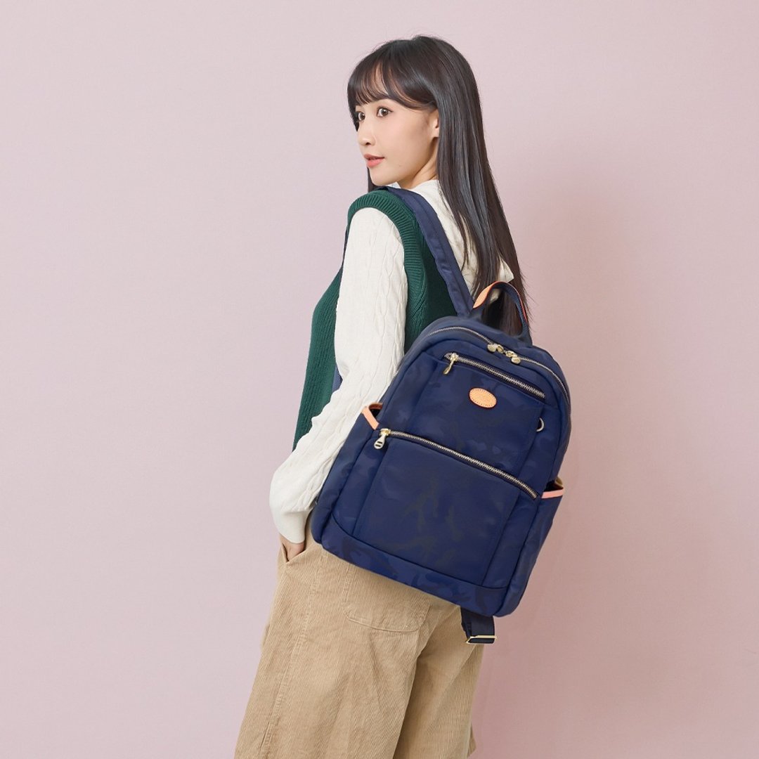 浪漫旅说走就走纾压后背包 93242(迷彩深蓝) - 后背包/双肩包 - 尼龙 蓝色