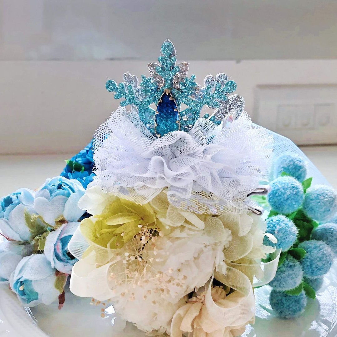 冰雪王后网纱儿童女孩皇冠发夹发饰 - 发饰 - 其他材质 蓝色
