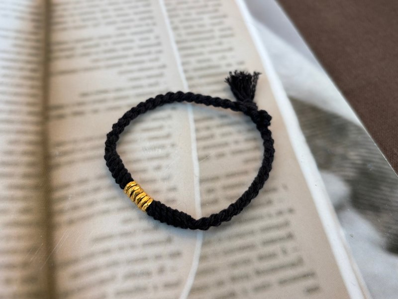 999金盘缠手绳 - 手链/手环 - 24k 金 黑色