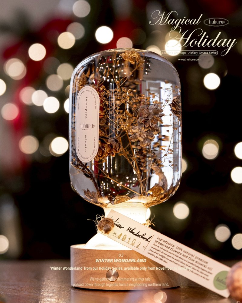 + HUHURU + 植光之境花艺瓶－Winter Wonderland冬日仙境(季节限) - 干燥花/捧花 - 玻璃 卡其色