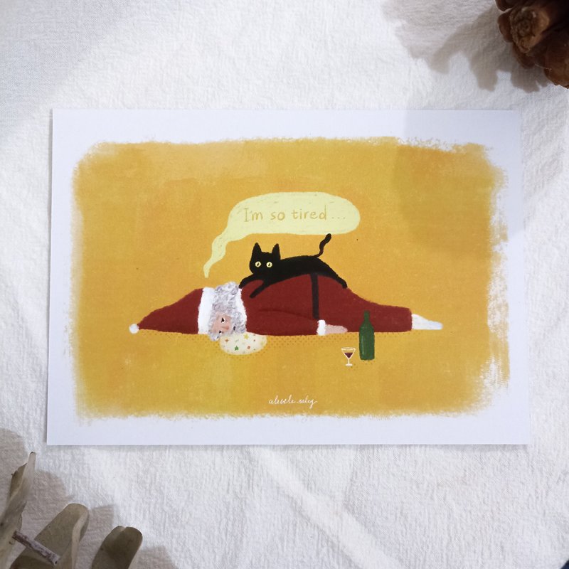 圣诞卡 明信片-圣诞老人想罢工 - 卡片/明信片 - 纸 红色