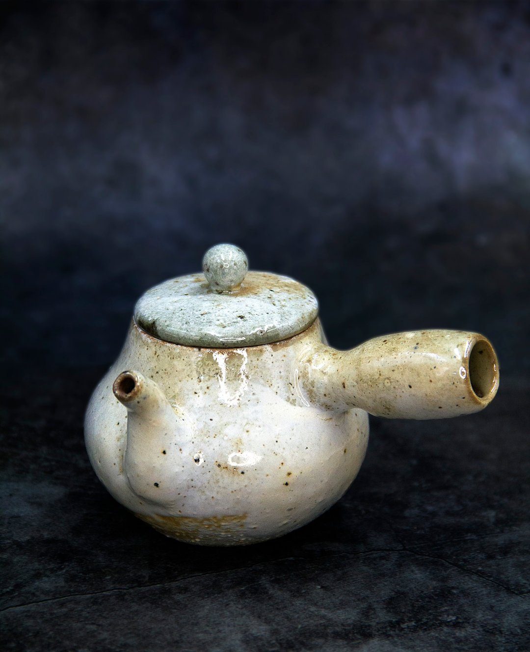 粉引系列 | 侧把茶壶 - 柴烧 仿古 陈金旺老师手作 - 茶具/茶杯 - 陶 白色