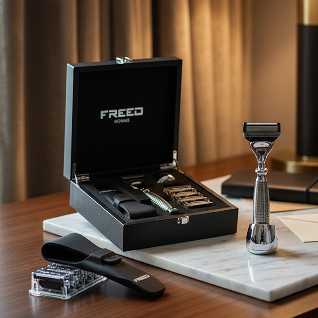 【FREED】五刀手雷款刮胡刀礼盒 免费刻字 男友礼物 - 男性清洁护肤品 - 其他金属 银色