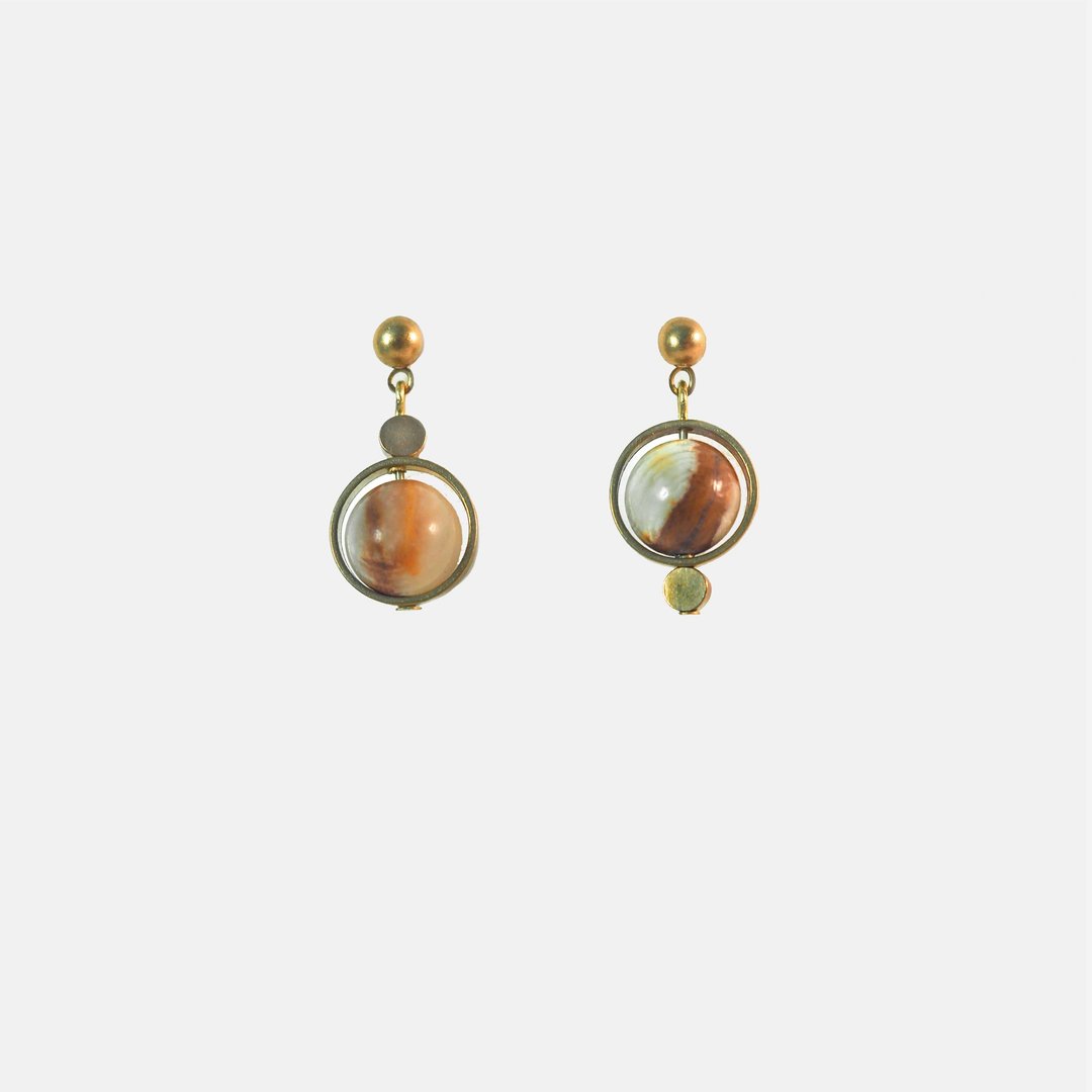 雨珠不对称耳环 - Unbalanced ' Drip Earrings - 耳环/耳夹 - 宝石 金色