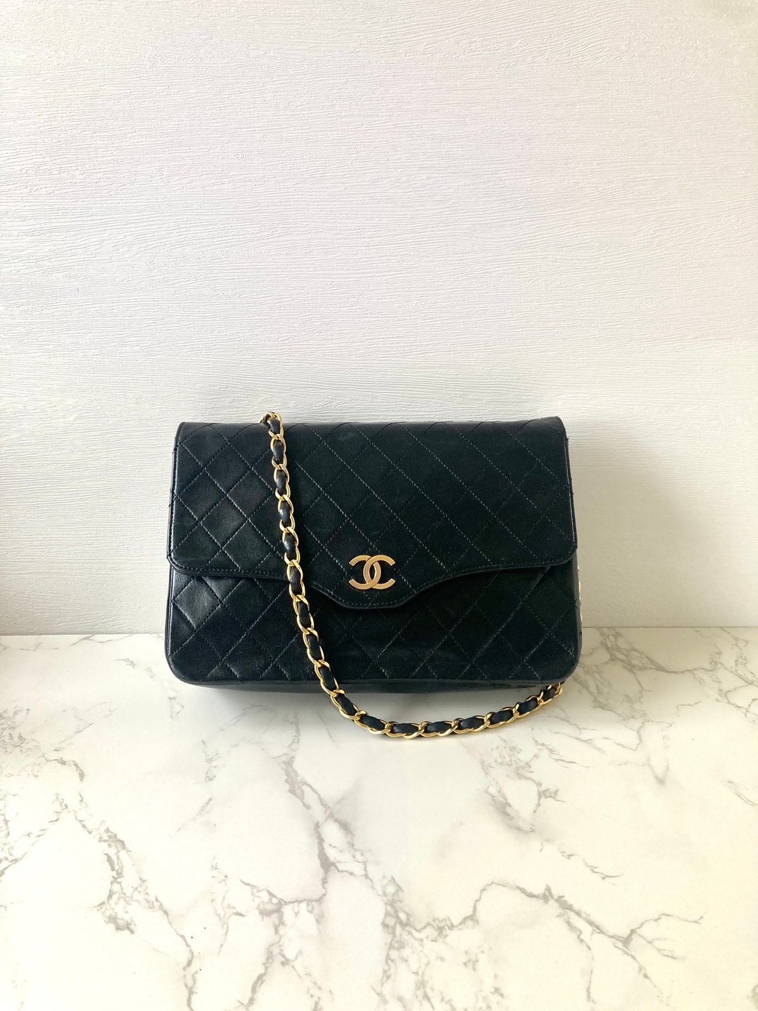 【LA LUNE】中古Chanel Flap黑色小羊皮革链条腋下包侧背背孭手袋 - 侧背包/斜挎包 - 真皮 黑色