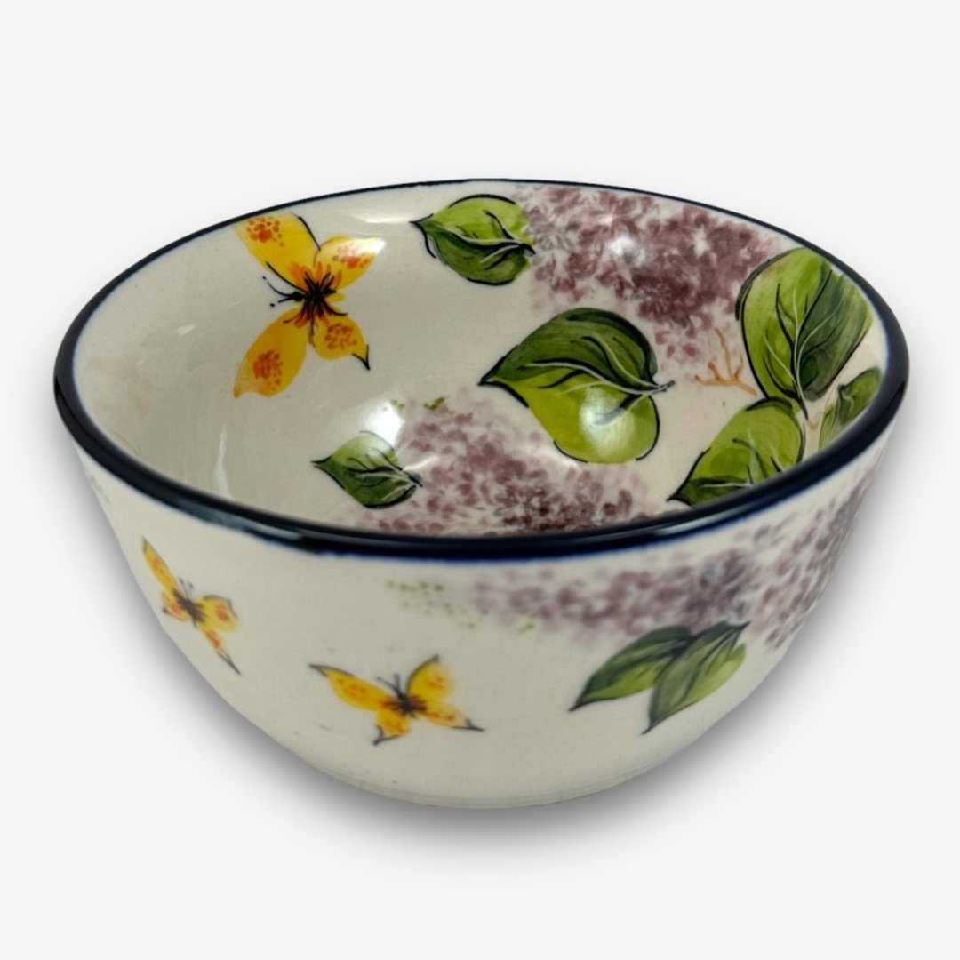 波兰手绘手工陶-饭碗 13cm 紫麝香花系列 设计师款 - 碗 - 陶 紫色