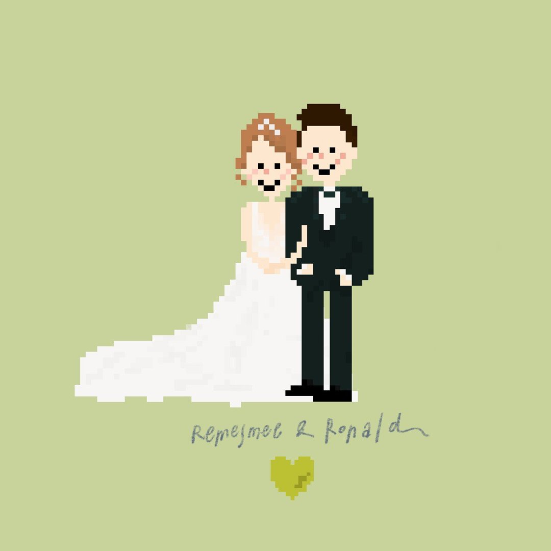 Pixel art 似颜绘 像素画 婚礼 婚礼小物 情侣 夫妻 - 电子手绘真人画像/绘画/插画 - 其他材质 